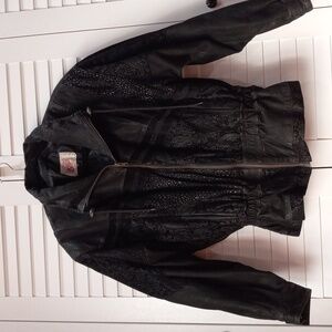 Vintage Adler Suede Leather Winter Jacket Western Southwest Women's Black Small